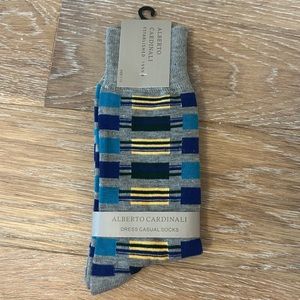 Alberto Cardinali Gray / Blue / Yellow Dress Socks